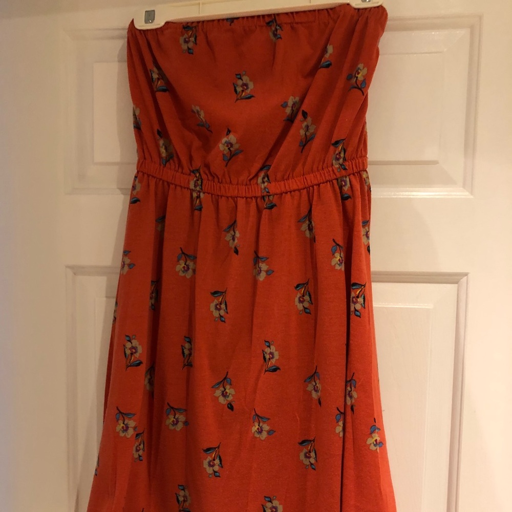 Orange floral high low dress